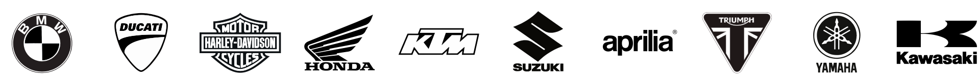 BMW, Ducati, Harley-Davidson, Honda, KTM, Suzuki, Aprilia, Triumph, Yamaha, Kawasaki